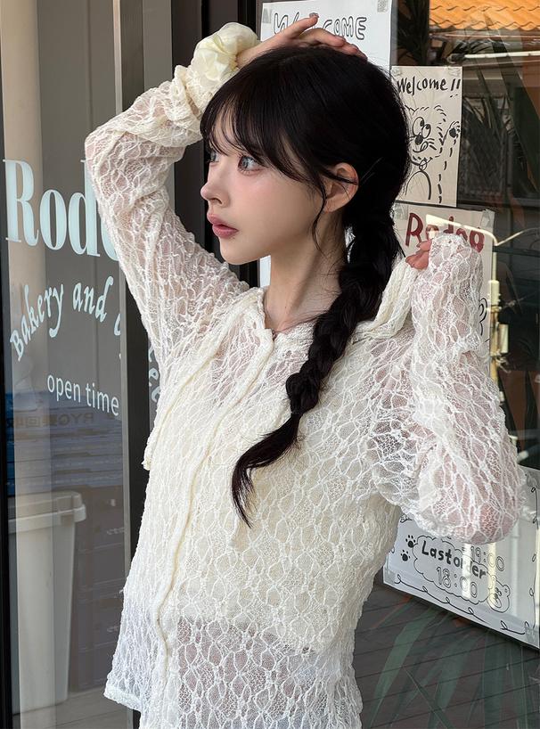 フード付きレーストップス