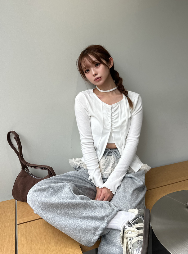 タイ付きフロントギャザーフレアスリーブトップス[gn519] | レディース