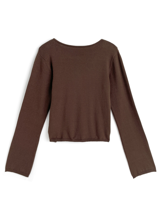 ネックリボンレイヤード風ニットトップス