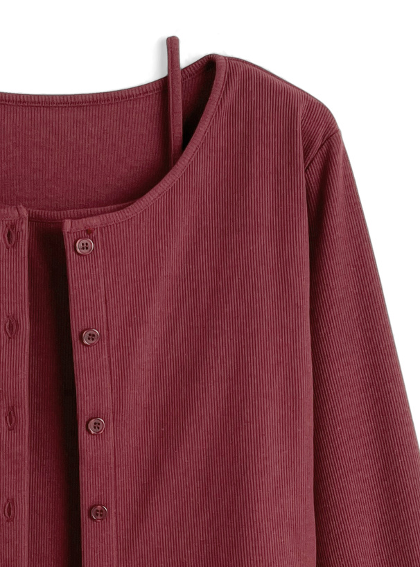 裾フリルキャミソール×カーディガンアンサンブル