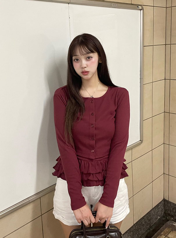 裾フリルキャミソール×カーディガンアンサンブル