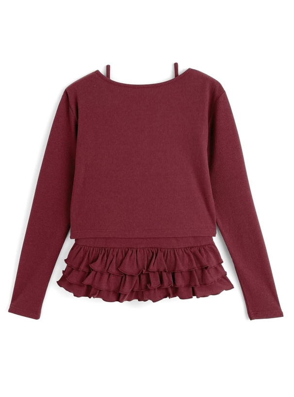 裾フリルキャミソール×カーディガンアンサンブル