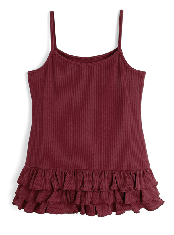 裾フリルキャミソール×カーディガンアンサンブル