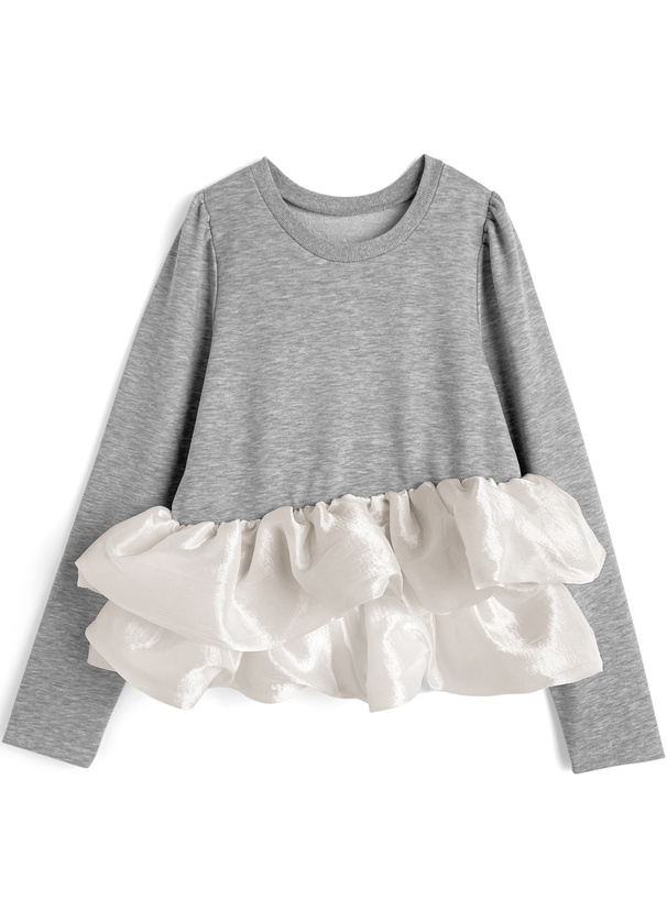 バルーンフリルドッキングスウェットトップス