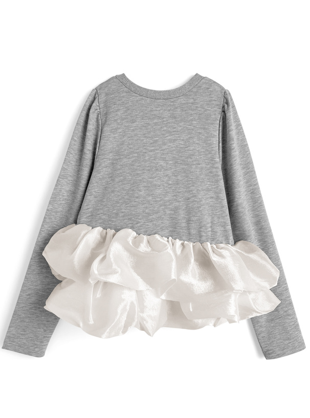 バルーンフリルドッキングスウェットトップス