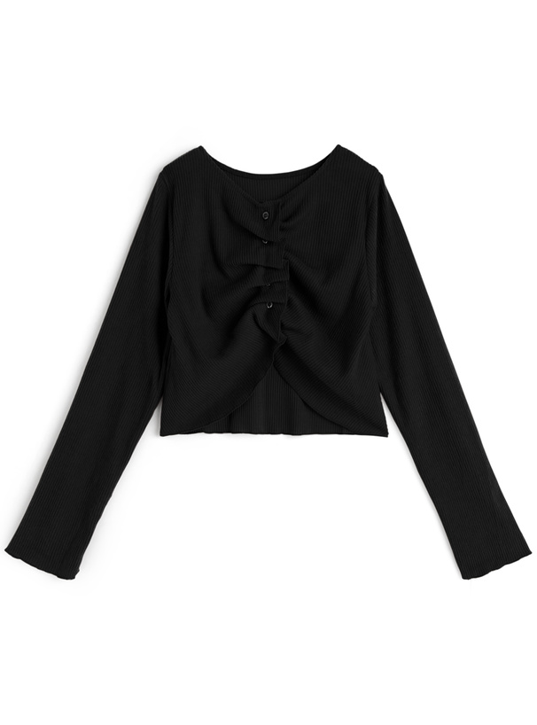 タックボタンリブトップス