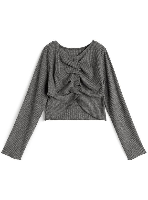 タックボタンリブトップス