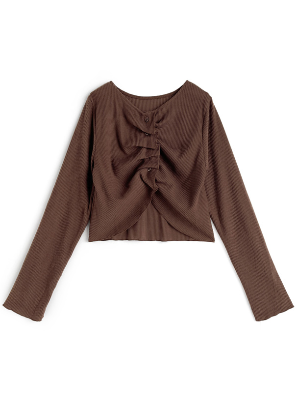 タックボタンリブトップス