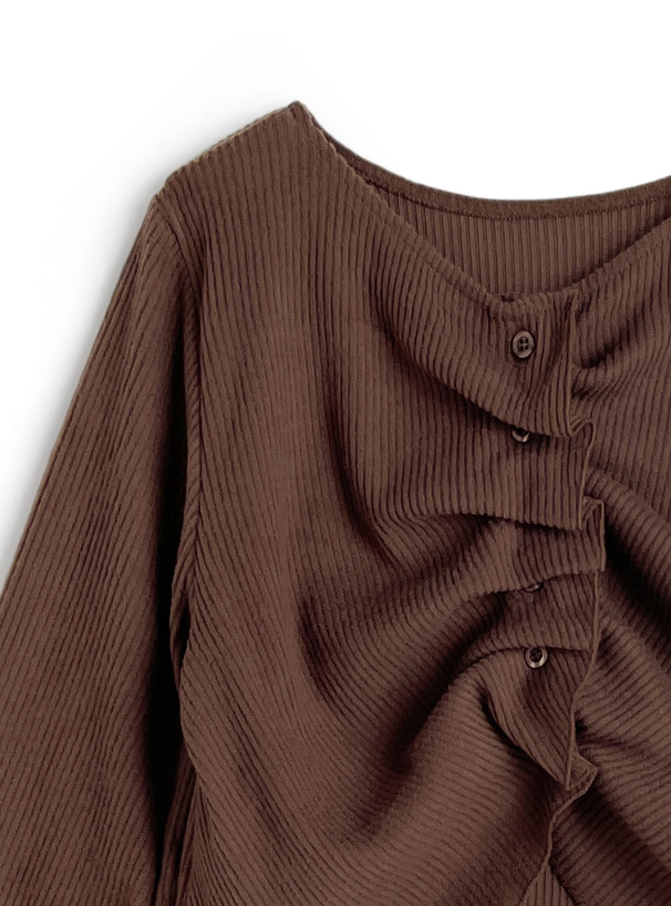 タックボタンリブトップス