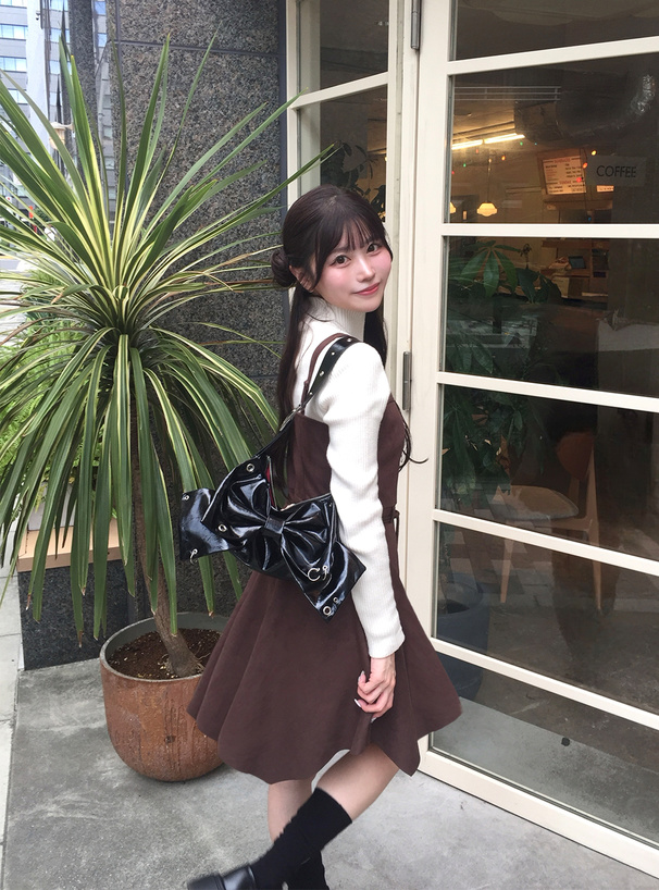 ベルト付きスエードイレヘムミニワンピース