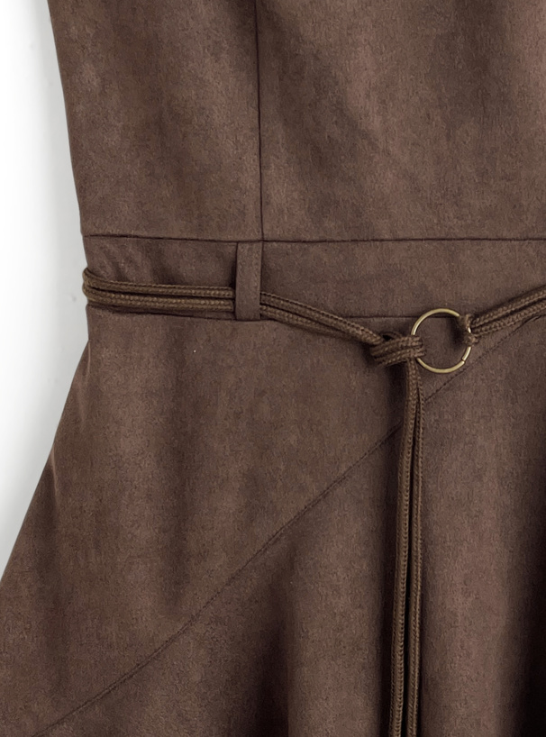 ベルト付きスエードイレヘムミニワンピース