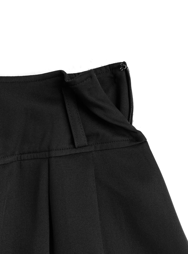 ベルト付きチェック柄レイヤード風スカートパンツ