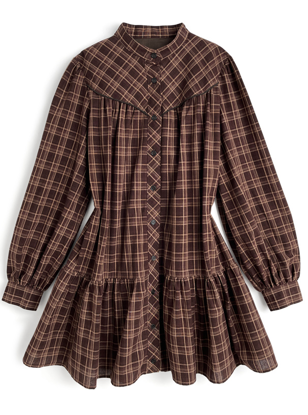 ベルト付きチェック柄シャツワンピース[gn538] | レディース