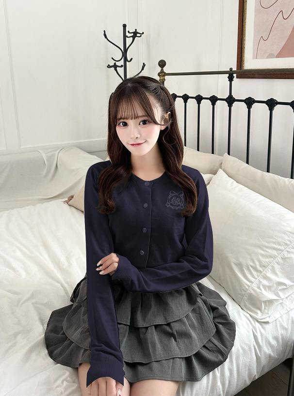 ロゴ刺繍ニットカーディガン[gn543] | レディースファッション通販の