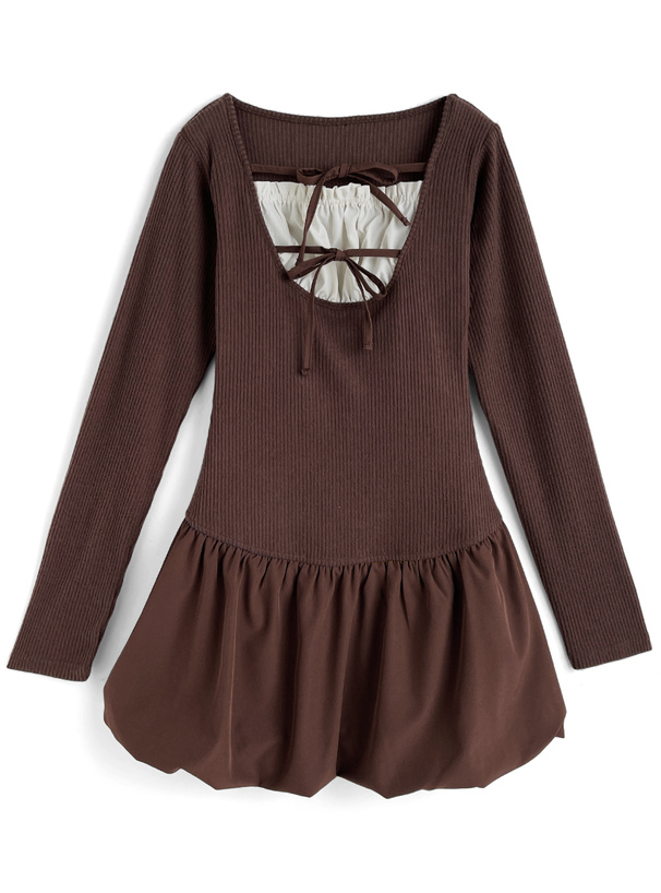 リボンドッキングバルーンミニワンピース[gn544] | レディース