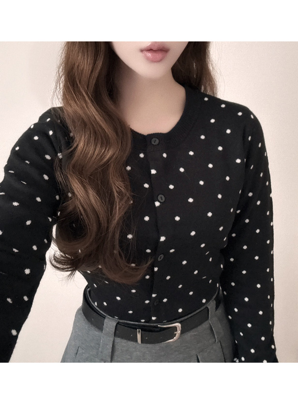 ドット柄ニットカーディガン[gn553] | レディースファッション通販の