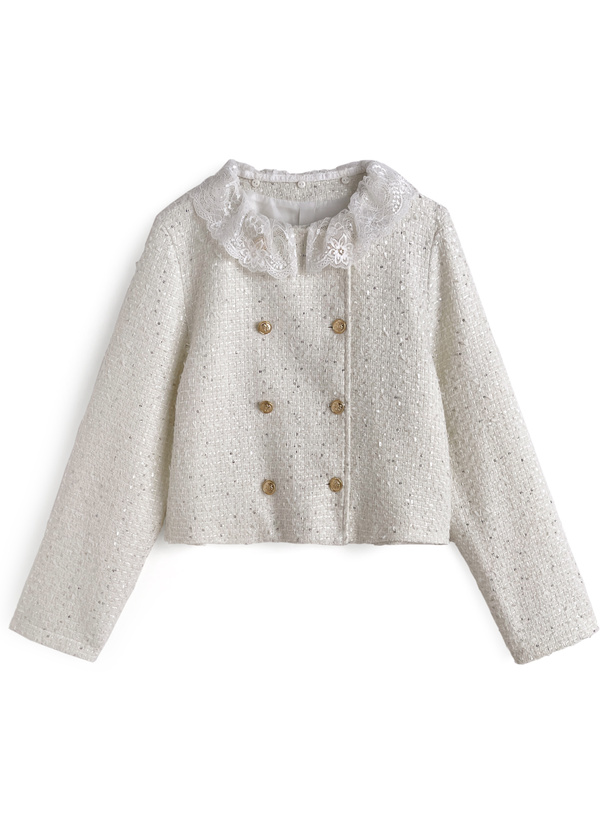 2Wayレースダブルボタンツイードジャケット