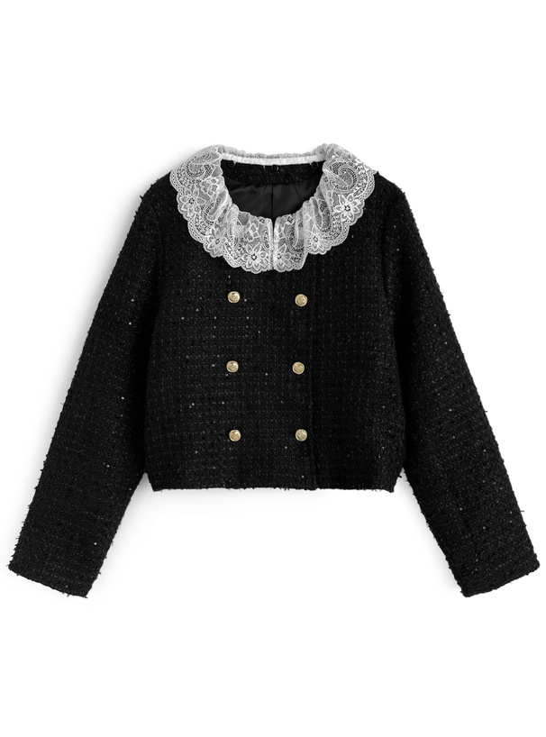 2Wayレースダブルボタンツイードジャケット
