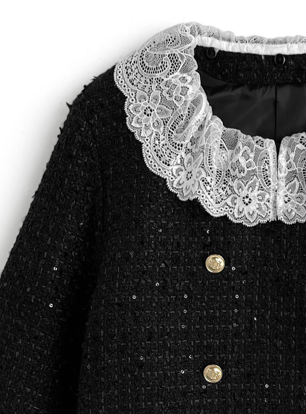 2Wayレースダブルボタンツイードジャケット