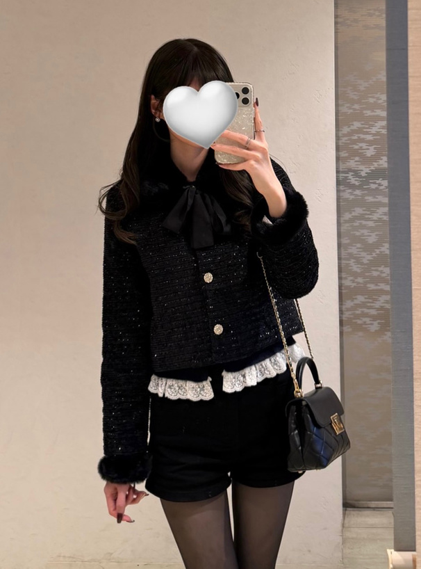 ティペット付きラメツイードビジュージャケット[gn555] | レディース