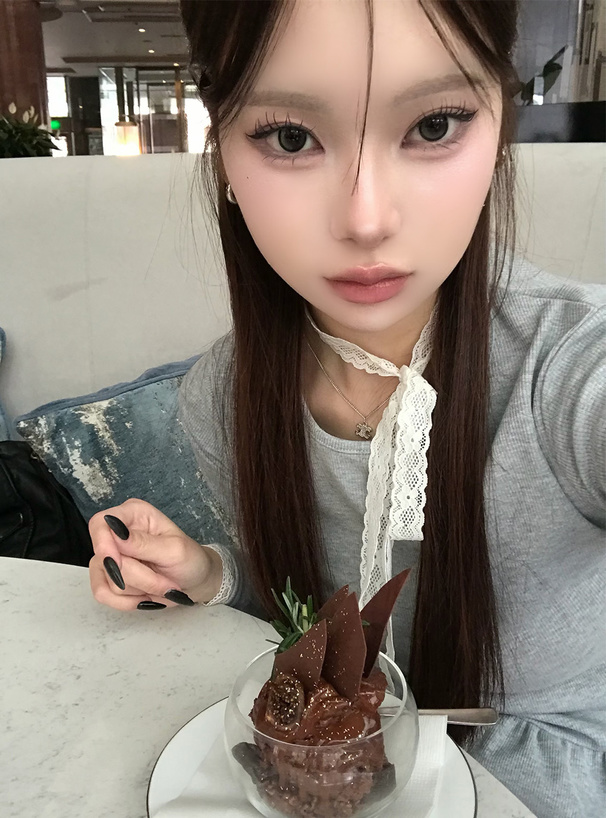 レースタイ付きリブチュニックトップス