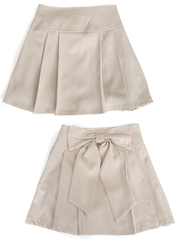 インパン裏地付きバックリボンプリーツミニスカート