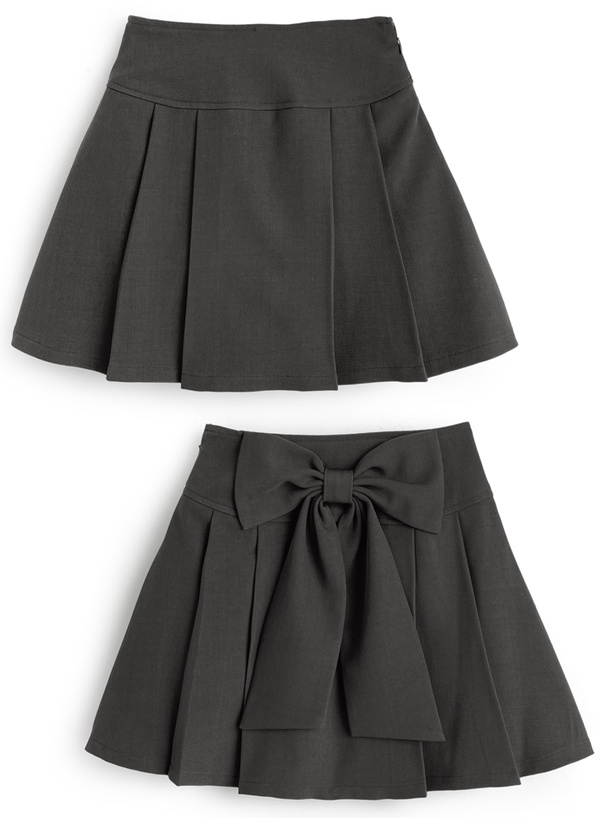 インパン裏地付きバックリボンプリーツミニスカート