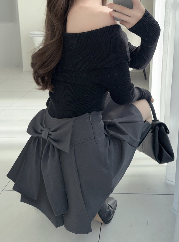 インパン裏地付きバックリボンプリーツミニスカート