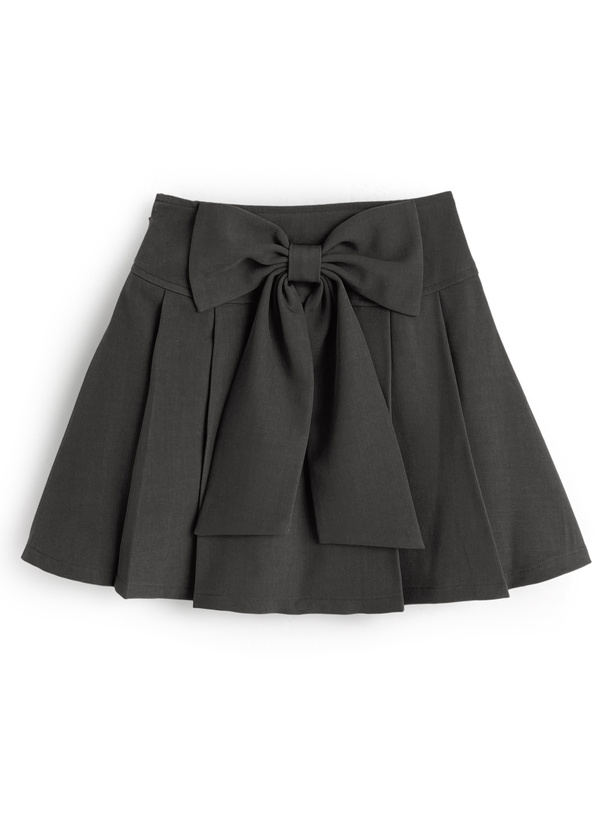 インパン裏地付きバックリボンプリーツミニスカート