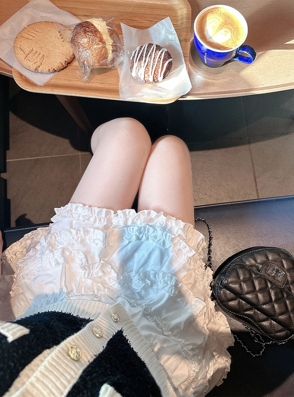 インパン裏地付きティアードフリルミニスカート