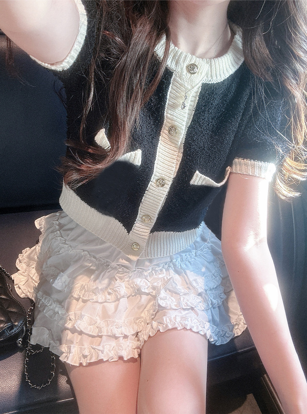 インパン裏地付きティアードフリルミニスカート