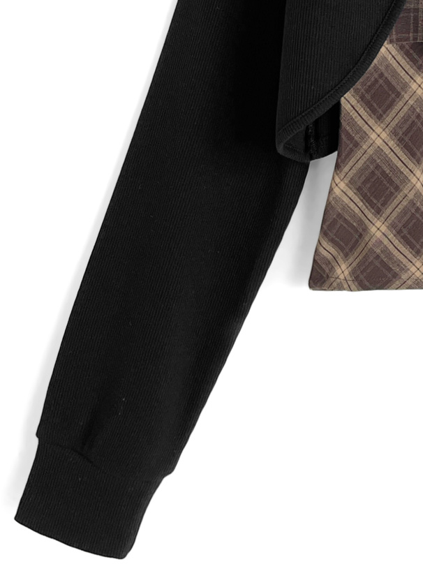 チェック柄リボンキャミソール×ボレロアンサンブル