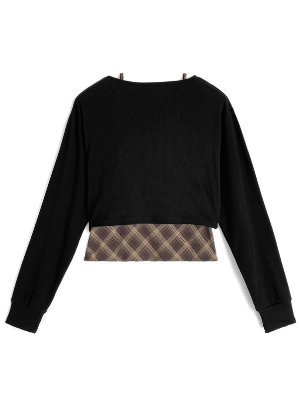 チェック柄リボンキャミソール×ボレロアンサンブル