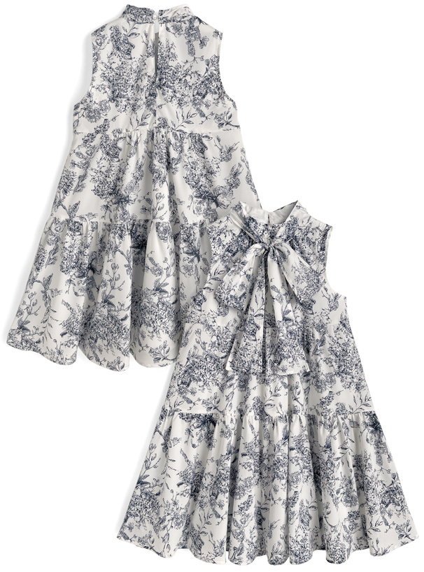 花柄リボンタイノースリーブミニワンピース[gn579]