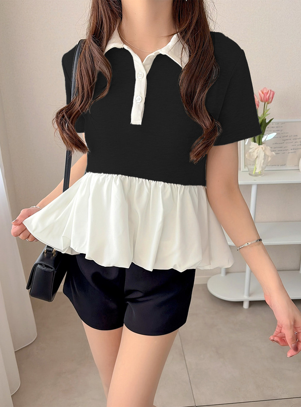 バルーンぺプラムポロトップス