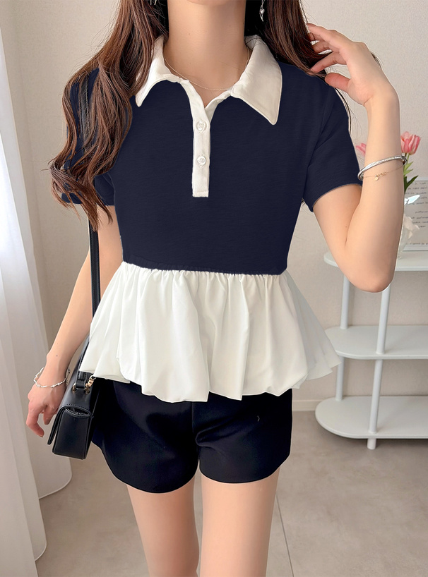 バルーンぺプラムポロトップス