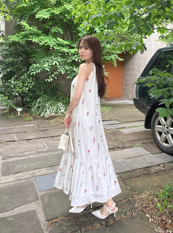 花柄アメスリロングワンピース