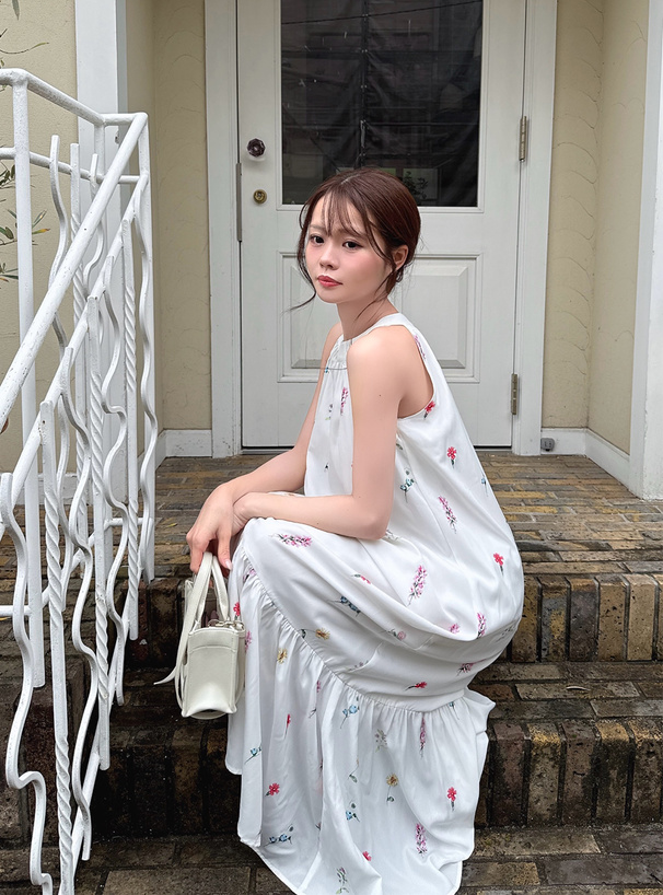 花柄アメスリロングワンピース