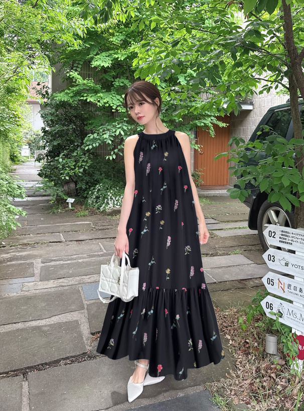 花柄アメスリロングワンピース