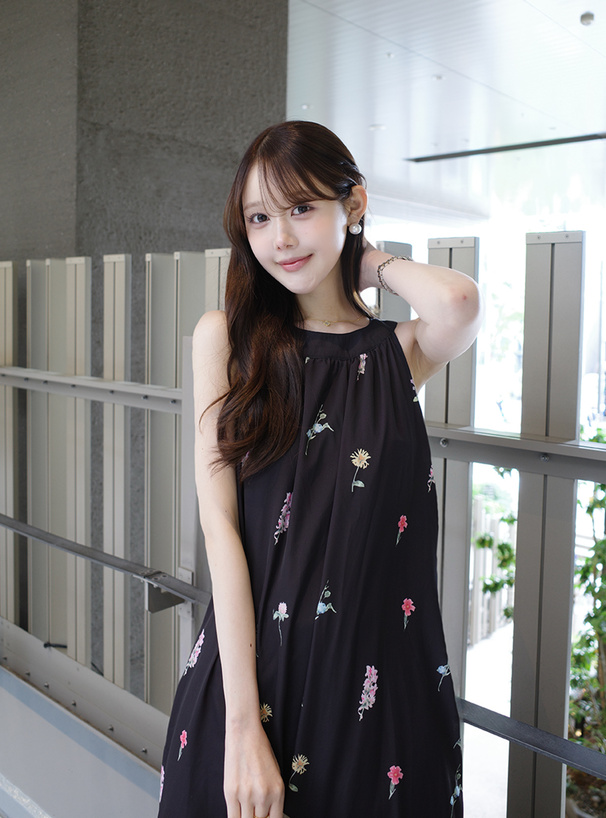 花柄アメスリロングワンピース
