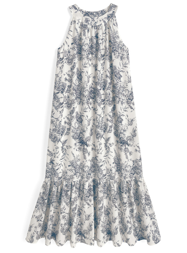 花柄ティアードアメスリ切替ロングワンピース