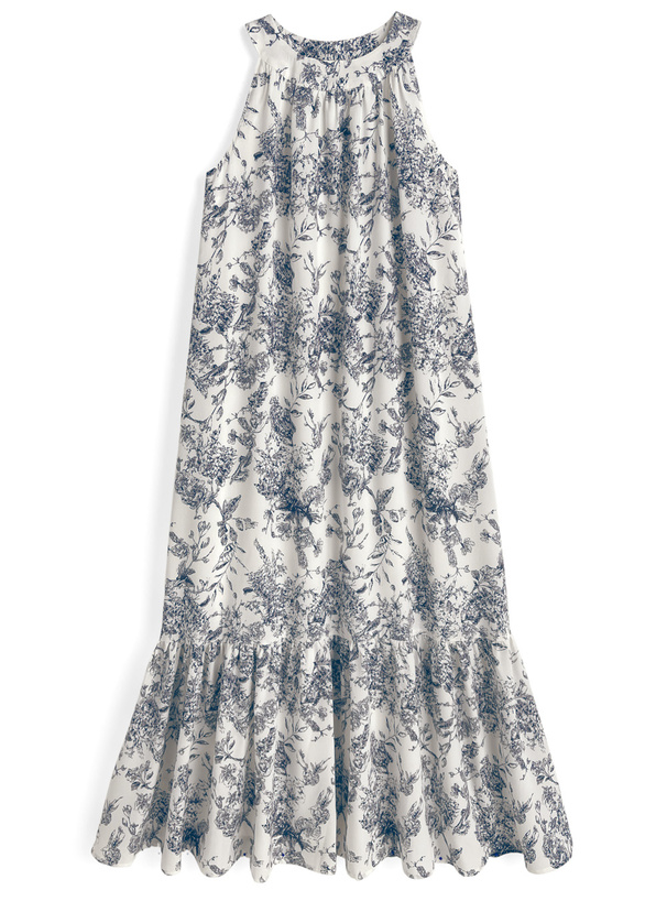 花柄ティアードアメスリ切替ロングワンピース