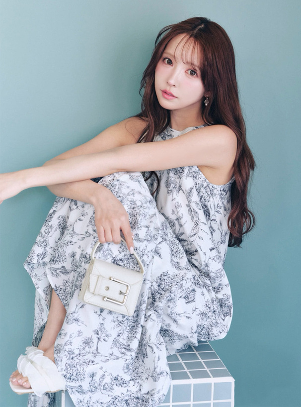 花柄ティアードアメスリ切替ロングワンピース