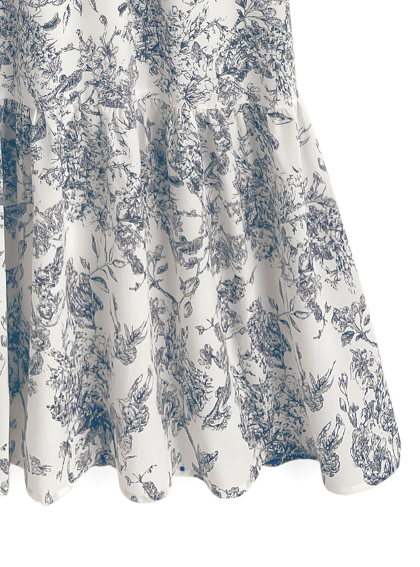 花柄ティアードアメスリ切替ロングワンピース