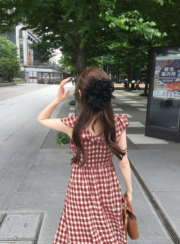 2Wayチェック柄ギャザーワンピース
