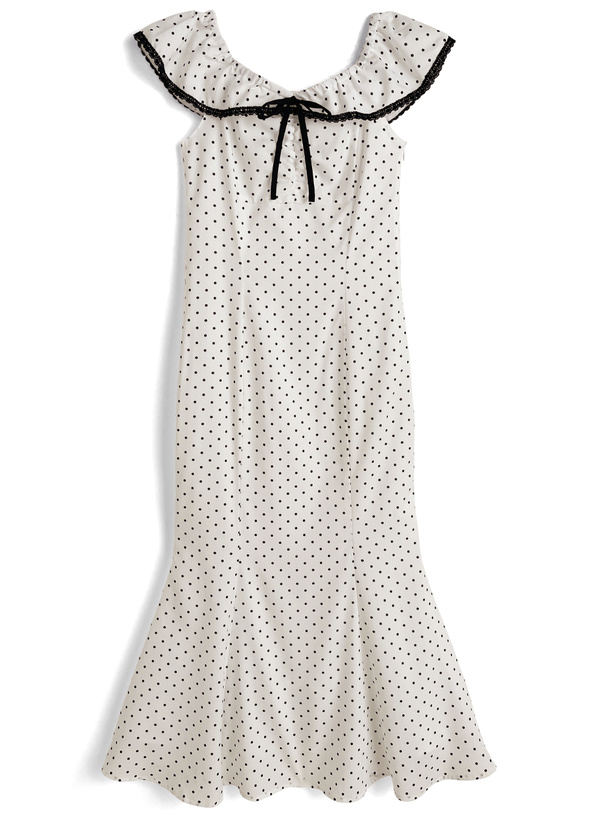 2Wayドット柄マーメイドワンピース