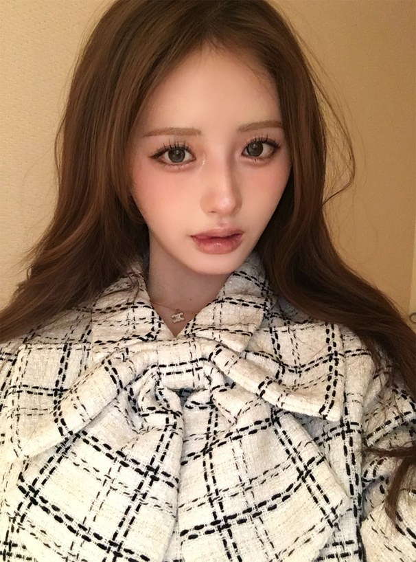 リボン付きツイードチェック柄ジャケット