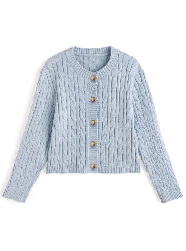 ケーブル編みニットカーディガン