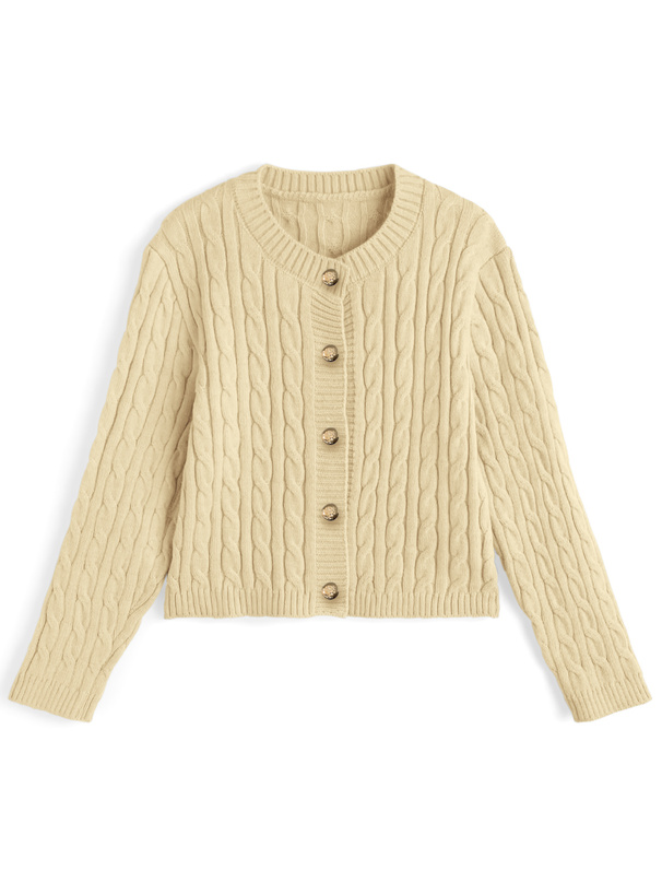 ケーブル編みニットカーディガン