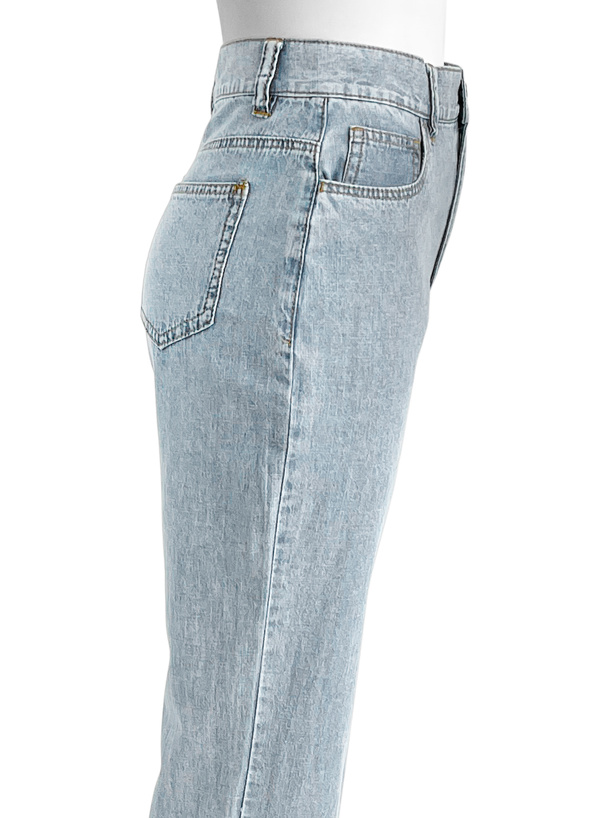 フリルスリットデニムフレアパンツ